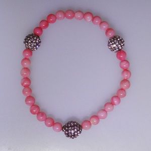 Agate rhinestone stretch pink bracelet